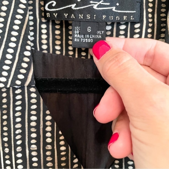 Yansi Fugel Vintage Minimalist Silk Print Midi Dress 6 - Picture 8 of 10